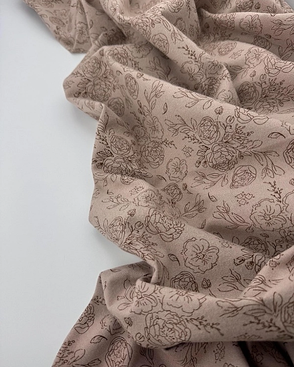 LISA 24006 C 002 Тепла бавовна принт квіти намальовані на бежевому 100% бавовна 150 см 150 грам/м.кв