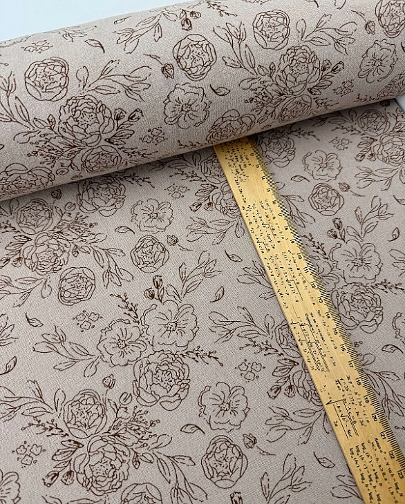 LISA 24006 C 002 Тепла бавовна принт квіти намальовані на бежевому 100% бавовна 150 см 150 грам/м.кв