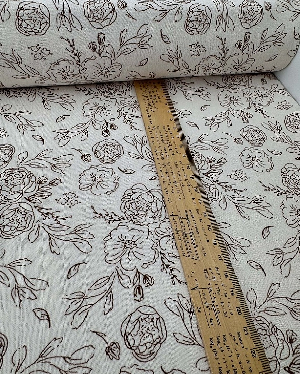 LISA 24006 C 003 Тепла бавовна принт квіти намальовані на молочному 100% бавовна 150 см 150 грам/м.к