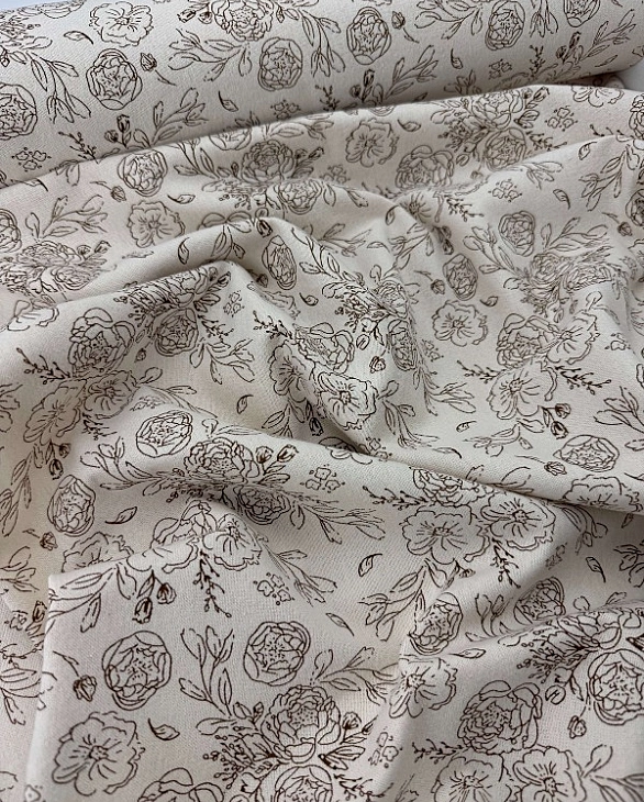 LISA 24006 C 003 Тепла бавовна принт квіти намальовані на молочному 100% бавовна 150 см 150 грам/м.к