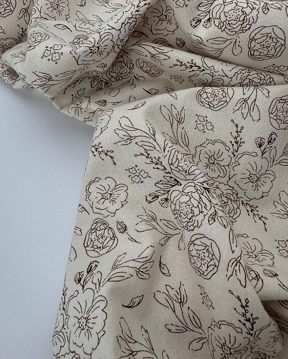LISA 24006 C 003 Тепла бавовна принт квіти намальовані на молочному 100% бавовна 150 см 150 грам/м.к