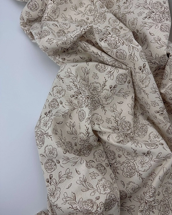 LISA 24006 C 003 Тепла бавовна принт квіти намальовані на молочному 100% бавовна 150 см 150 грам/м.к