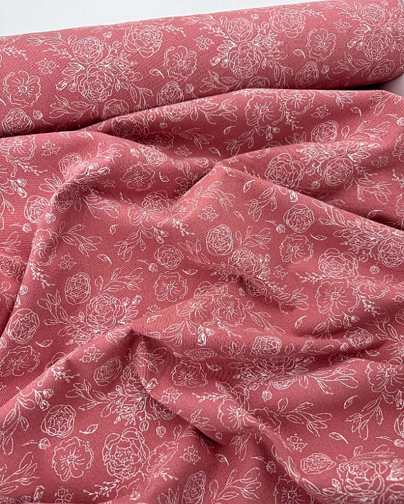 LISA 24006 C 006 Тепла бавовна принт квіти намальовані на джиральдіні 100% бавовна 150 см 150 грам/м