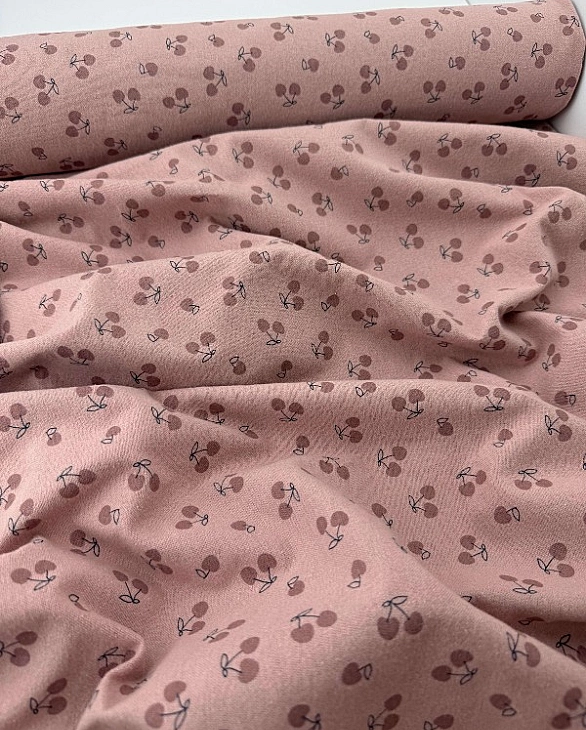 LISA 24007 C 002 Тепла бавовна принт фрукти,ягоди, овочі вишеньки на рожево-пудровому 100% бавовна 1