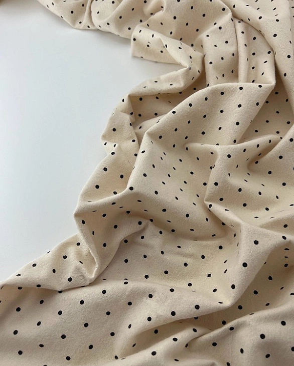 CMINT001 | SOFIA1-CMINT001 | фланель принт геометричний горошки чорні дрібні на айворі 100% бавовна