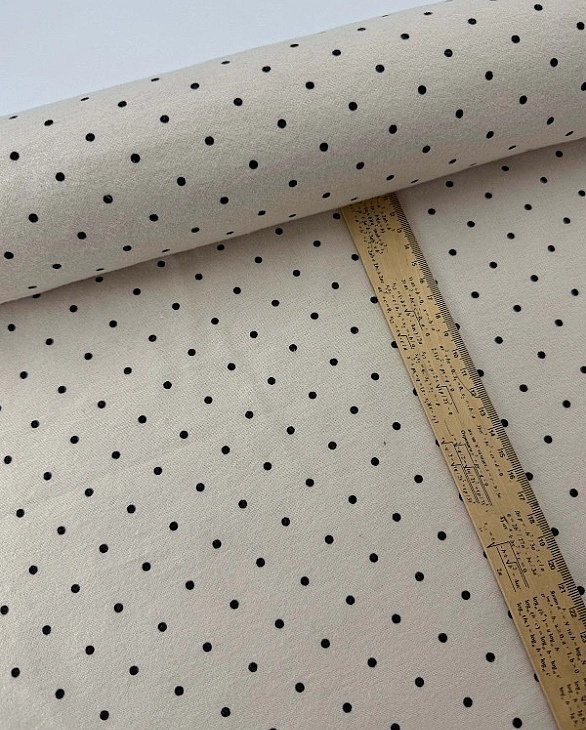 CMINT001 | SOFIA1-CMINT001 | фланель принт геометричний горошки чорні дрібні на айворі 100% бавовна