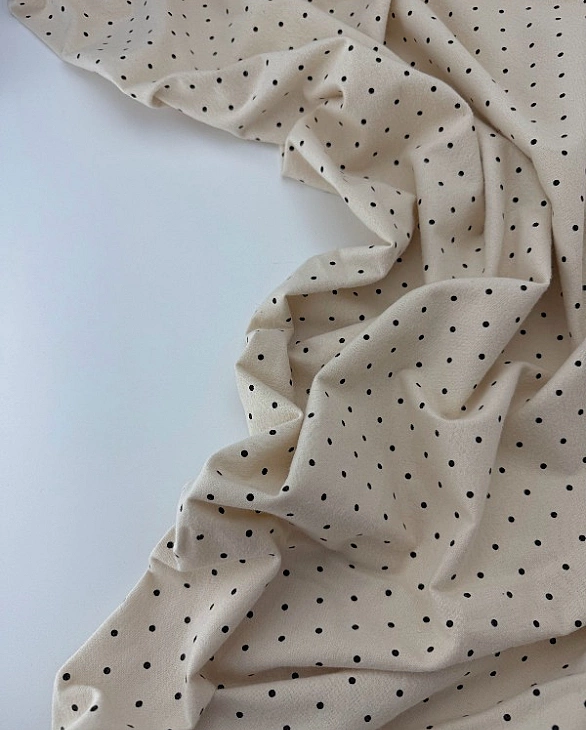 CMINT001 | SOFIA1-CMINT001 | фланель принт геометричний горошки чорні дрібні на айворі 100% бавовна