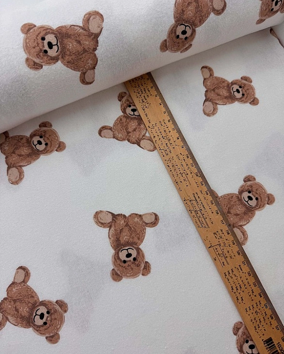 SOFIA-2 фланель принт звірята ведмедики на айворі 100% бавовна 150 см 150-160 грам/м.кв.
