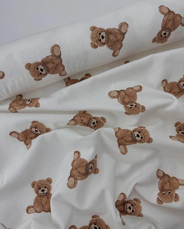 SOFIA-2 фланель принт звірята ведмедики на айворі 100% бавовна 150 см 150-160 грам/м.кв.