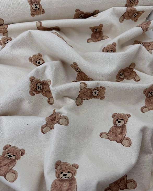 SOFIA-2 фланель принт звірята ведмедики на айворі 100% бавовна 150 см 150-160 грам/м.кв.