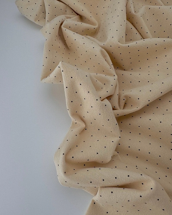 LISA-22 702 Тепла бавовна принт геометричний крапочки дрібні чорні на айворі 100% бавовна 150 см 150