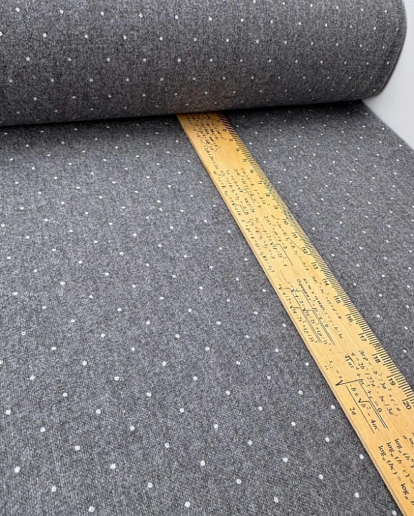 C704 | LISA22-C704 | Тепла бавовна принт геометричний крапочки дрібні біл на сірому 100% бавовна 150