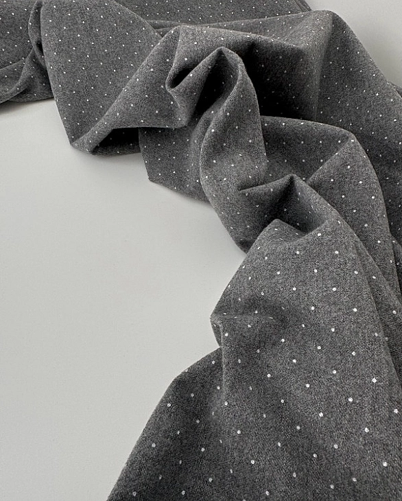 C704 | LISA22-C704 | Тепла бавовна принт геометричний крапочки дрібні біл на сірому 100% бавовна 150