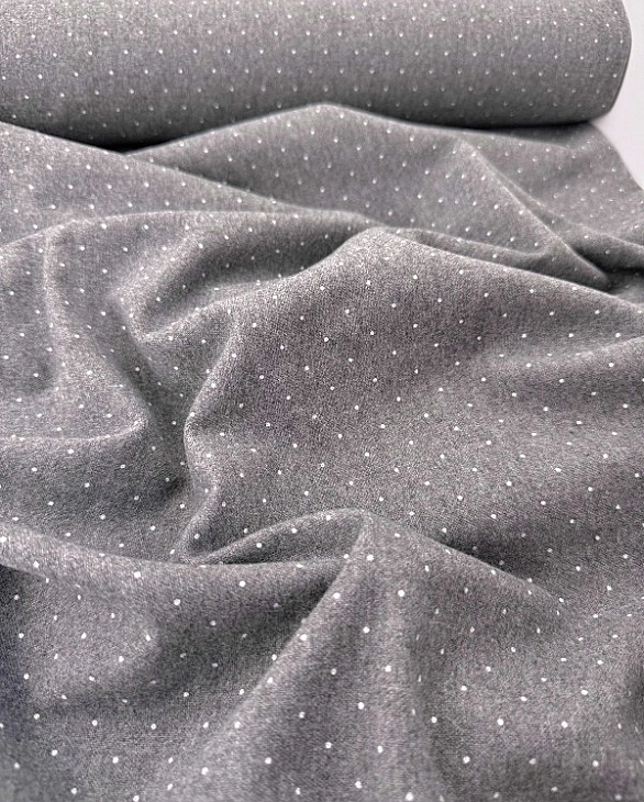 C704 | LISA22-C704 | Тепла бавовна принт геометричний крапочки дрібні біл на сірому 100% бавовна 150