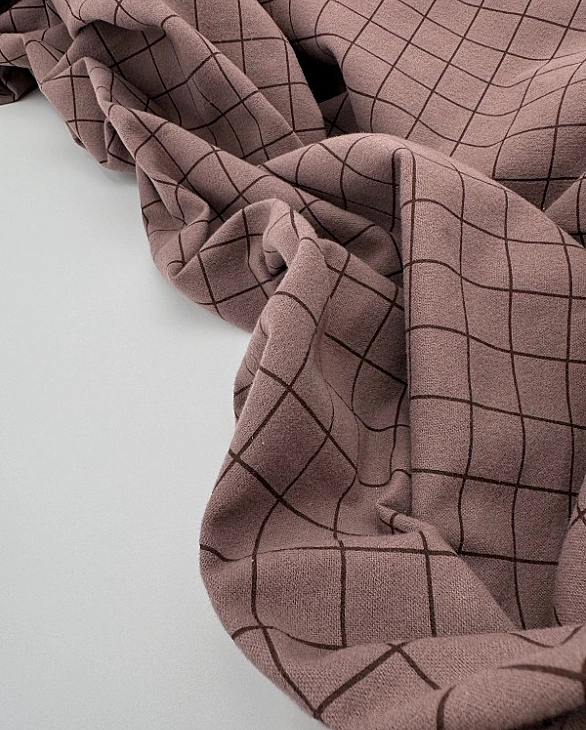 LISA-23 701 Тепла бавовна принт геометричний клітинка на коричневому 100% бавовна 150 см 150 грам/м.