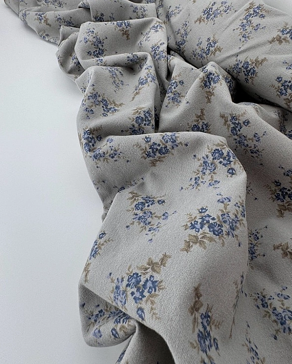 LISA-24 701 Тепла бавовна принт квіти блакитні букети на сірому 100% бавовна 150 см 150 грам/м.кв.