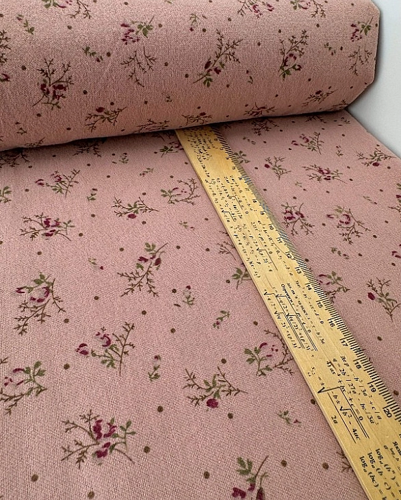 LISA-28 701 Тепла бавовна принт квіти гілочки троянди з крапочками на пудровому 100% бавовна 150 см