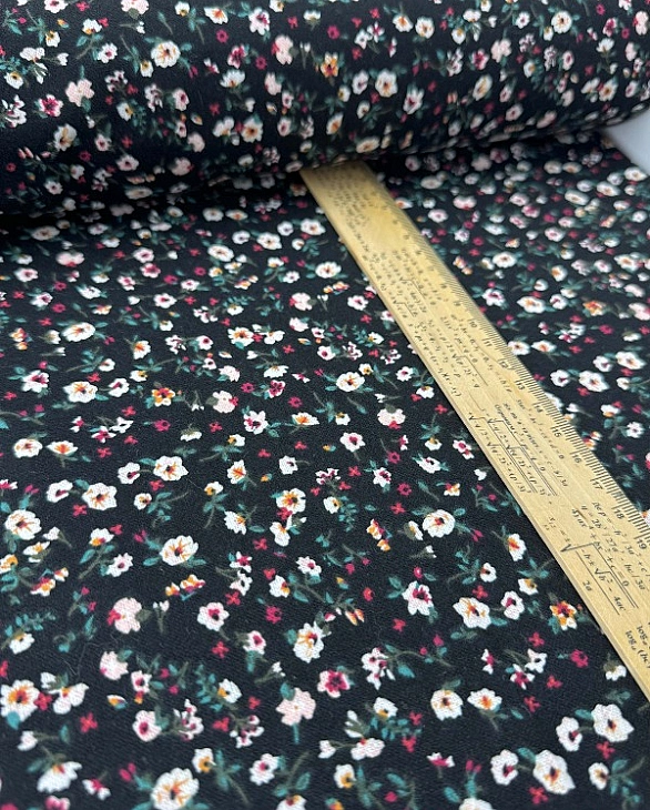 LISA-2 701 Тепла бавовна принт квіти кольорові на чорному 100% бавовна 150 см 150 грам/м.кв.