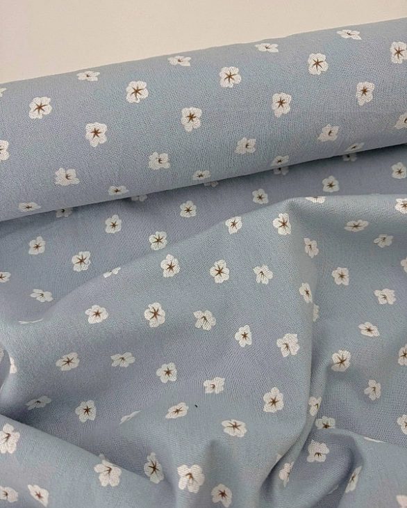 LISA-4 702 Тепла бавовна принт квіти бавовни на блакитному 100% бавовна 150 см 150 грам/м.кв.