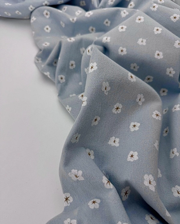 LISA-4 702 Тепла бавовна принт квіти бавовни на блакитному 100% бавовна 150 см 150 грам/м.кв.