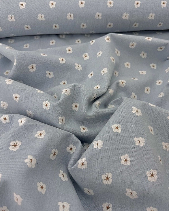 LISA-4 702 Тепла бавовна принт квіти бавовни на блакитному 100% бавовна 150 см 150 грам/м.кв.