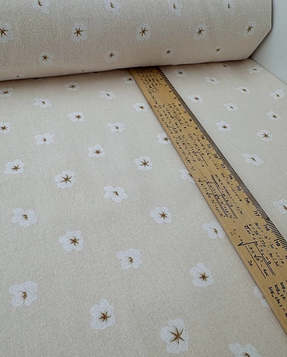 LISA-4 703 Тепла бавовна принт квіти бавовни на айворі 100% бавовна 150 см 150 грам/м.кв.