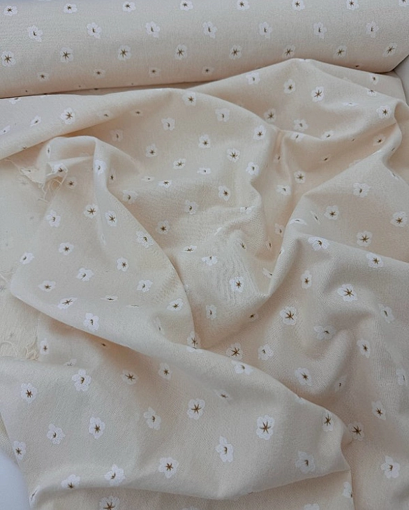 LISA-4 703 Тепла бавовна принт квіти бавовни на айворі 100% бавовна 150 см 150 грам/м.кв.