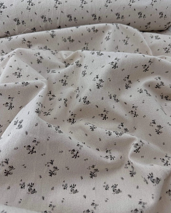 LISA-13 703 Тепла бавовна принт квіти дрібні сірі на айворі 100% бавовна 150 см 150 грам/м.кв.