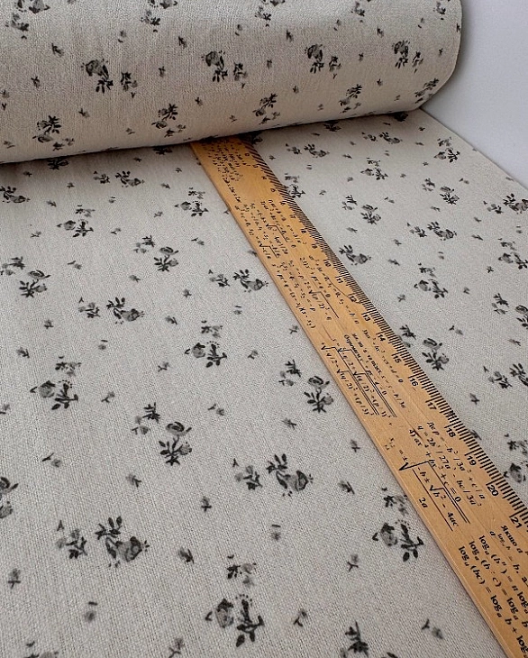 LISA-13 703 Тепла бавовна принт квіти дрібні сірі на айворі 100% бавовна 150 см 150 грам/м.кв.