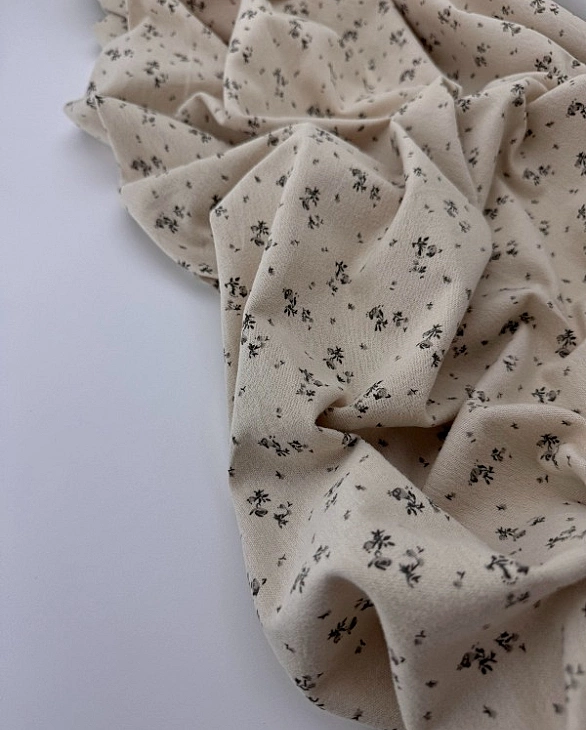 LISA-13 703 Тепла бавовна принт квіти дрібні сірі на айворі 100% бавовна 150 см 150 грам/м.кв.