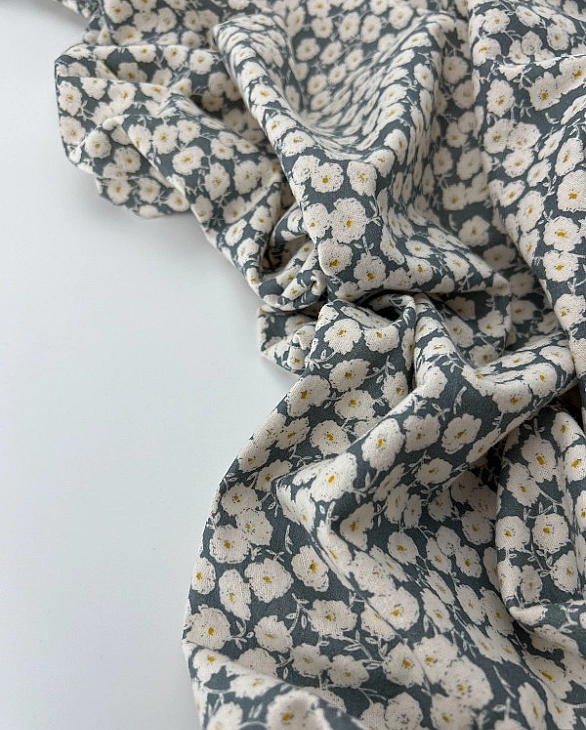 LISA-14 701 Тепла бавовна принт квіти білі на бірюзовому 100% бавовна 150 см 150 грам/м.кв.