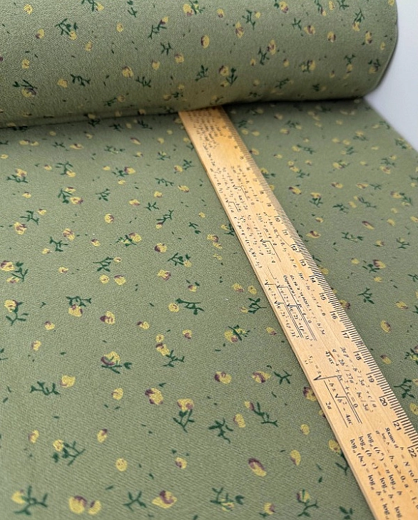 LISA-18 701 Тепла бавовна принт квіти жовто-зелені на оливковому 100% бавовна 150 см 150 грам/м.кв.