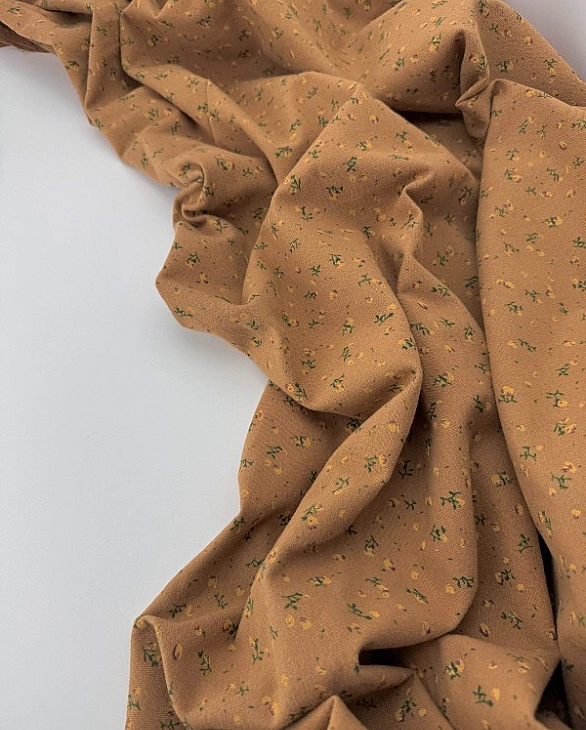 LISA-18 704 Тепла бавовна принт квіти жовто-зелені на карамельному 100% бавовна 150 см 150 грам/м.кв