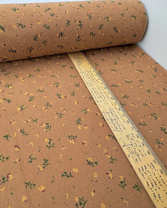 LISA-18 704 Тепла бавовна принт квіти жовто-зелені на карамельному 100% бавовна 150 см 150 грам/м.кв