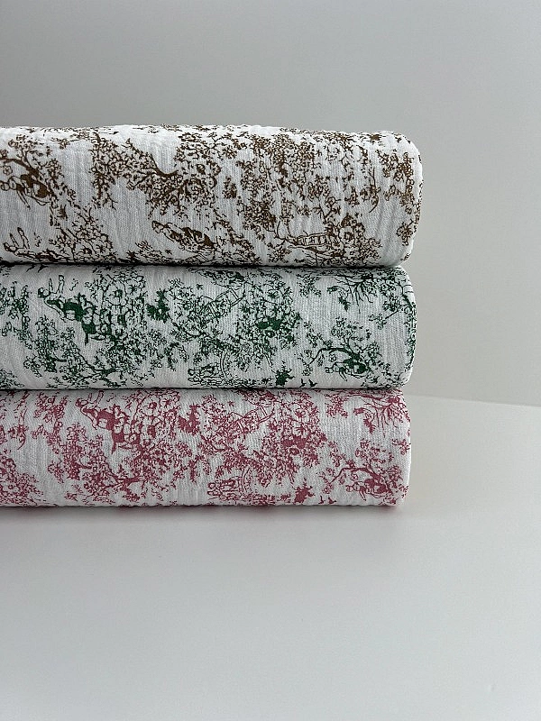 STAR-80016-K Муслін жатка 2-х шаровий принт Діор коричневий на молочному 100% бавовна 135-140 см 125