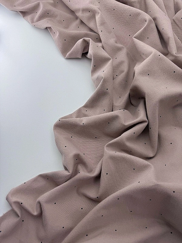 F 102 C10 фланель принт геометричний крапочки чорні на бежевому 100% бавовна 150 см 150-160 грам/м.к