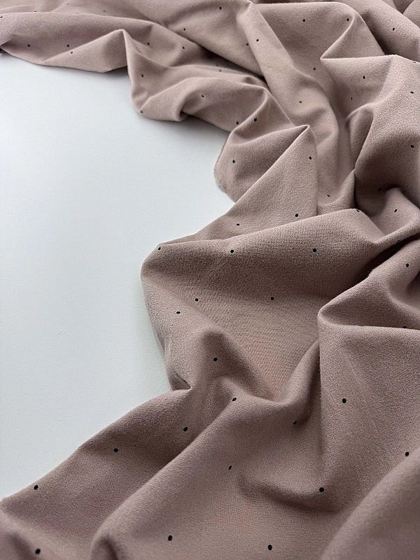 F 102 C10 фланель принт геометричний крапочки чорні на бежевому 100% бавовна 150 см 150-160 грам/м.к