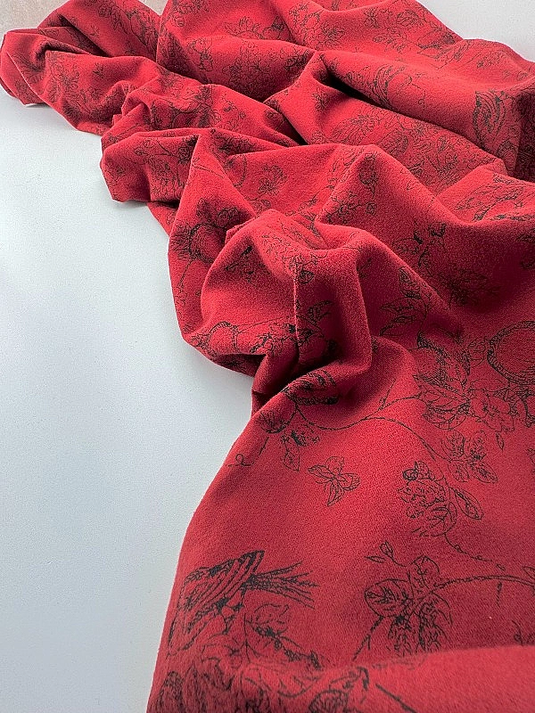 SOFIA 24010 C 888 фланель принт Діор етюди природи чорні на винному 100% бавовна 150 см 150-160 грам