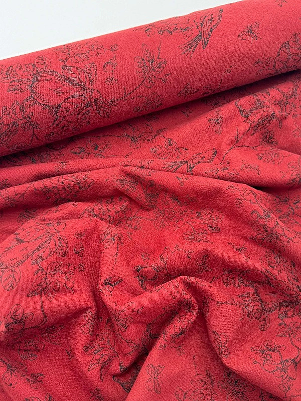 SOFIA 24010 C 888 фланель принт Діор етюди природи чорні на винному 100% бавовна 150 см 150-160 грам