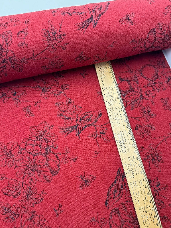 SOFIA 24010 C 888 фланель принт Діор етюди природи чорні на винному 100% бавовна 150 см 150-160 грам