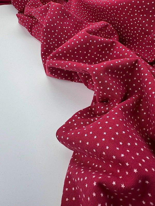 SOFIA 24011 C 888 фланель принт геометричний зірочки дрібні білі на бордовому 100% бавовна 150 см 15