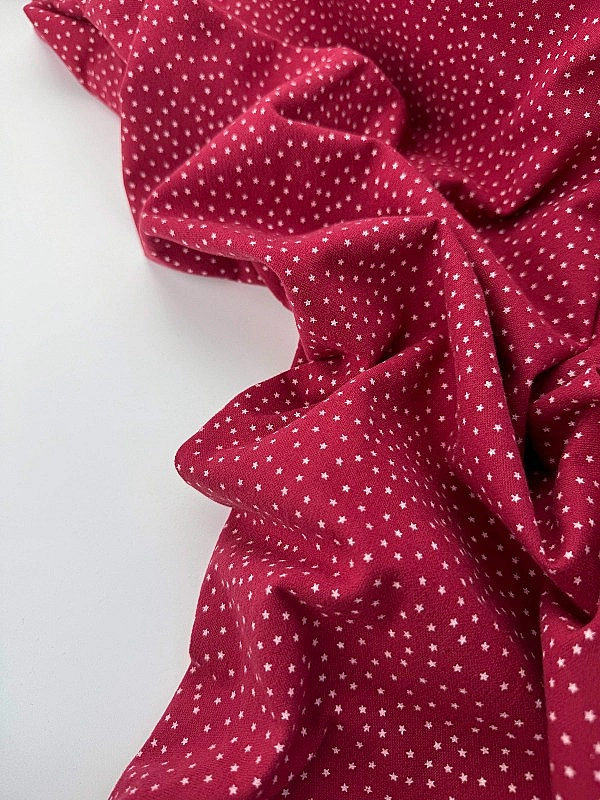 SOFIA 24011 C 888 фланель принт геометричний зірочки дрібні білі на бордовому 100% бавовна 150 см 15