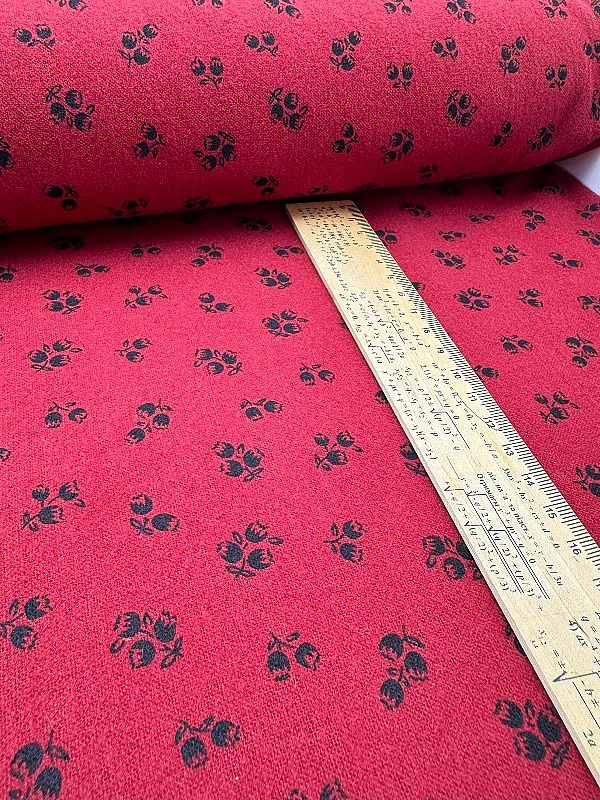 SOFIA 24012 C 888 фланель принт квіти чорні на винному 100% бавовна 150 см 150-160 грам/м.кв.