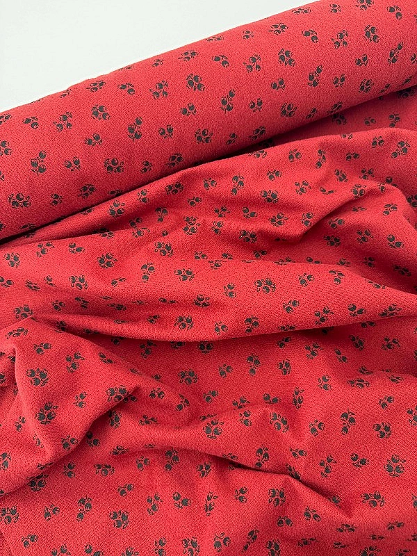 SOFIA 24012 C 888 фланель принт квіти чорні на винному 100% бавовна 150 см 150-160 грам/м.кв.