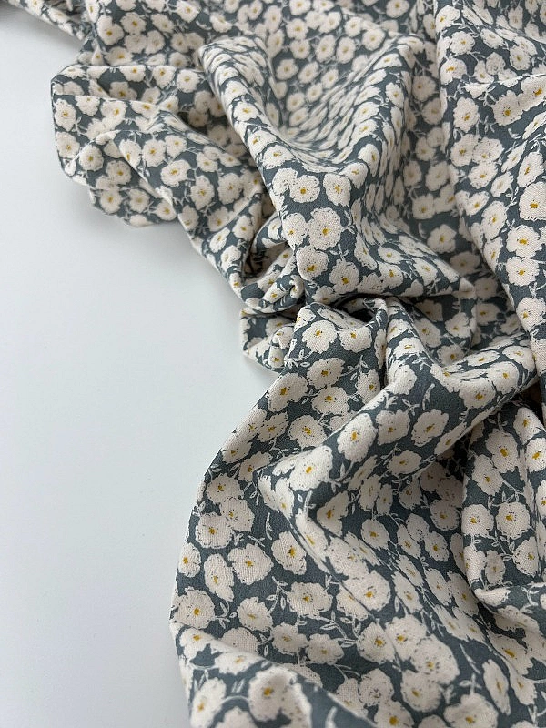 LISA-14 701 Тепла бавовна принт квіти білі на бірюзовому 100% бавовна 150 см 150 грам/м.кв.