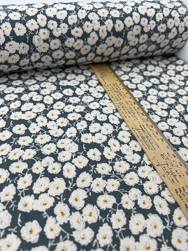 LISA-14 701 Тепла бавовна принт квіти білі на бірюзовому 100% бавовна 150 см 150 грам/м.кв.