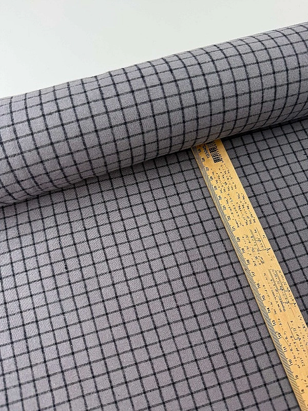 DENNIS-1C15 Сорочкова тканина з начісом принт геометричний клітинка на сірому 100% бавовна 150 см 15