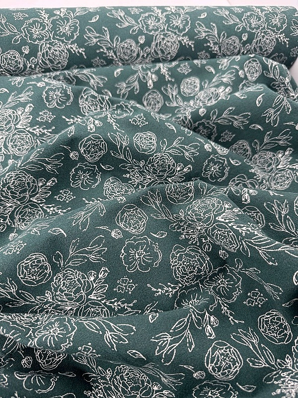 LISA 24006 C 005 Тепла бавовна принт квіти намальовані на зеленому 100% бавовна 150 см 150 грам/м.кв