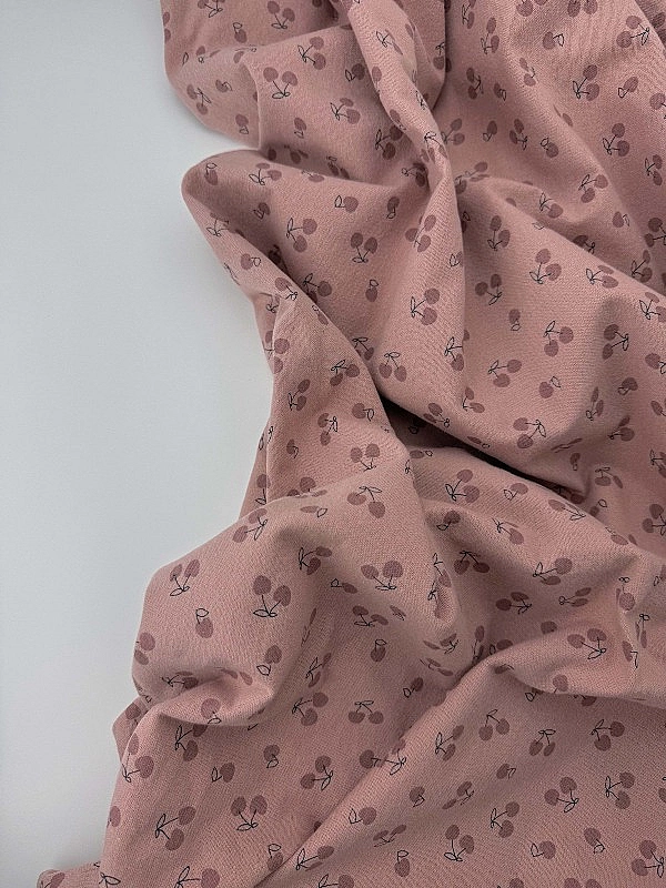 LISA 24007 C 002 Тепла бавовна принт фрукти,ягоди, овочі вишеньки на рожево-пудровому 100% бавовна 1