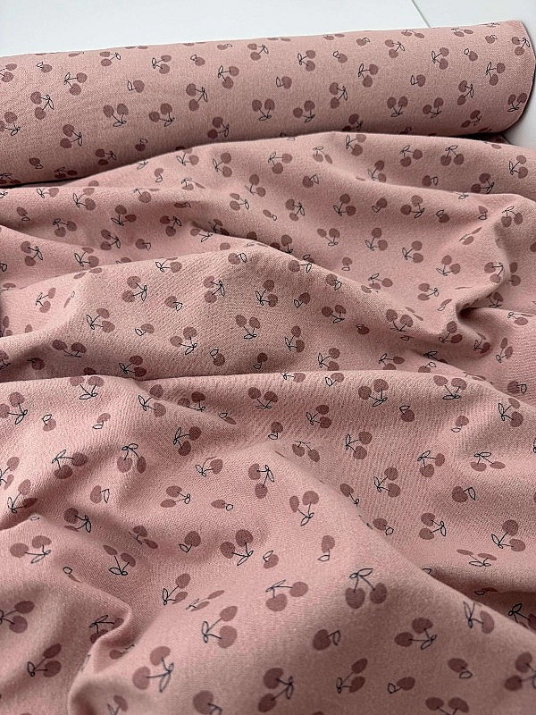 LISA 24007 C 002 Тепла бавовна принт фрукти,ягоди, овочі вишеньки на рожево-пудровому 100% бавовна 1